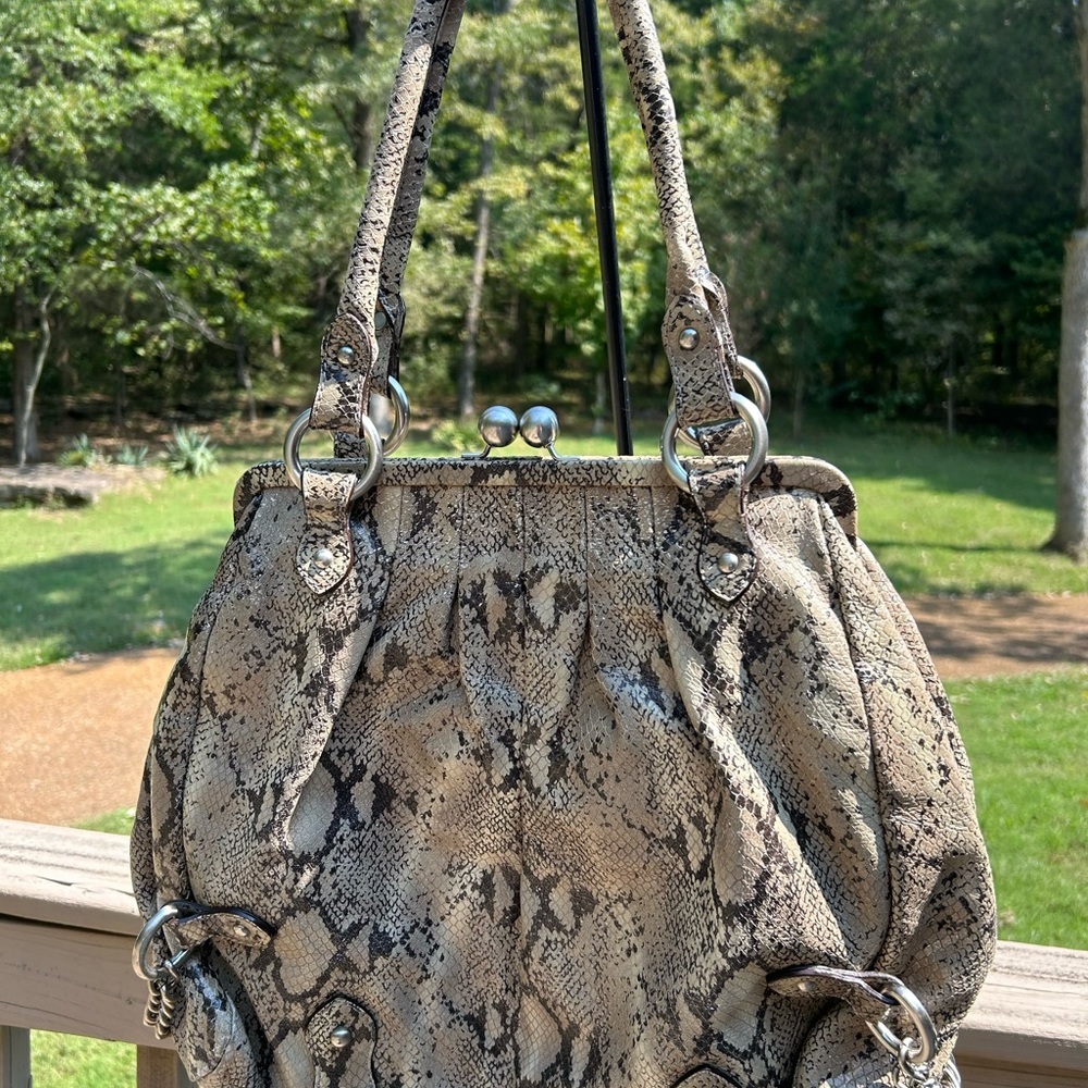 Kenneth Cole Women’s Vintage Leather Snakeskin Shoulder Bag Purse